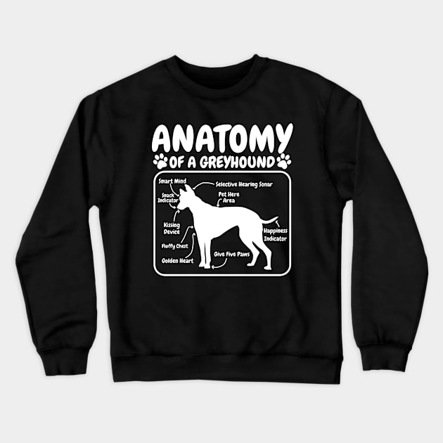 Greyhound Dog Anatomy Crewneck Sweatshirt by CreativeGiftShop